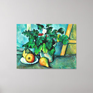 Cezanne - Pot of Primroses and Fruit Canvas Print