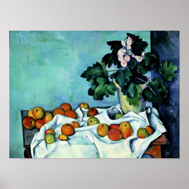 Cezanne - Still Life with Apples and Primroses Poster (Front)