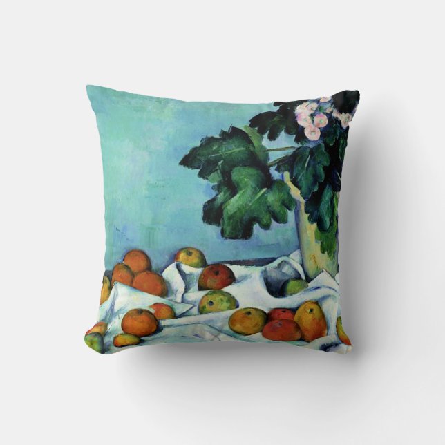 Cezanne - Still Life with Apples and Primroses Throw Pillow (Front)