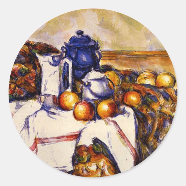 Cezanne - Still Life with Blue Pot Classic Round Sticker (Front)