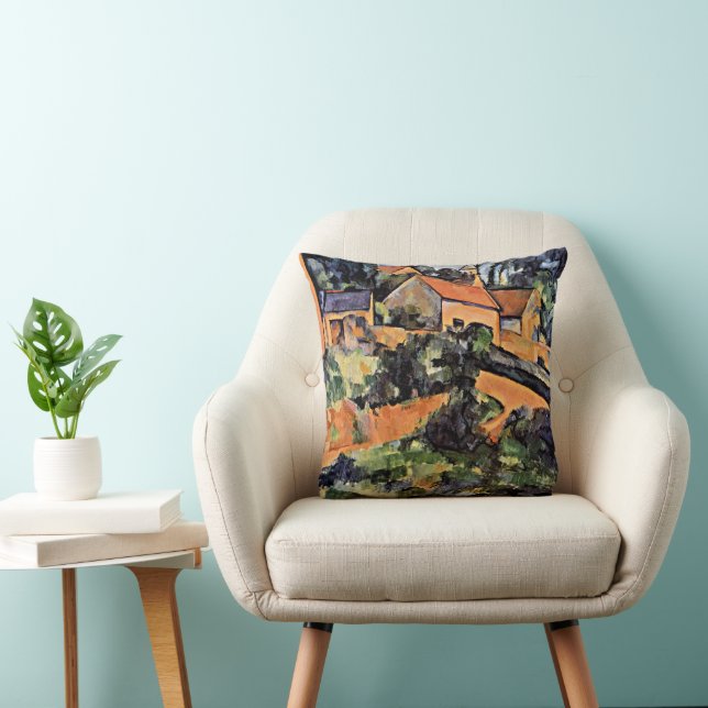 Cezanne - Turning Road at Mongeroult Throw Pillow (Chair)