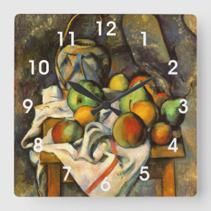 Cezanne Vase Paille Vintage Art Square Wall Clock