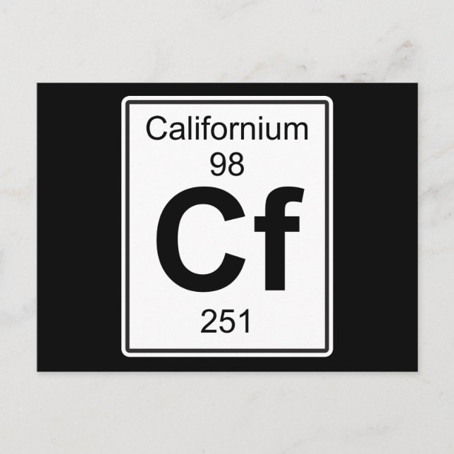 Cf - Californium Postcard (Front)