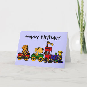 CF- Cartoon Train with Dogs and Giraffe Card