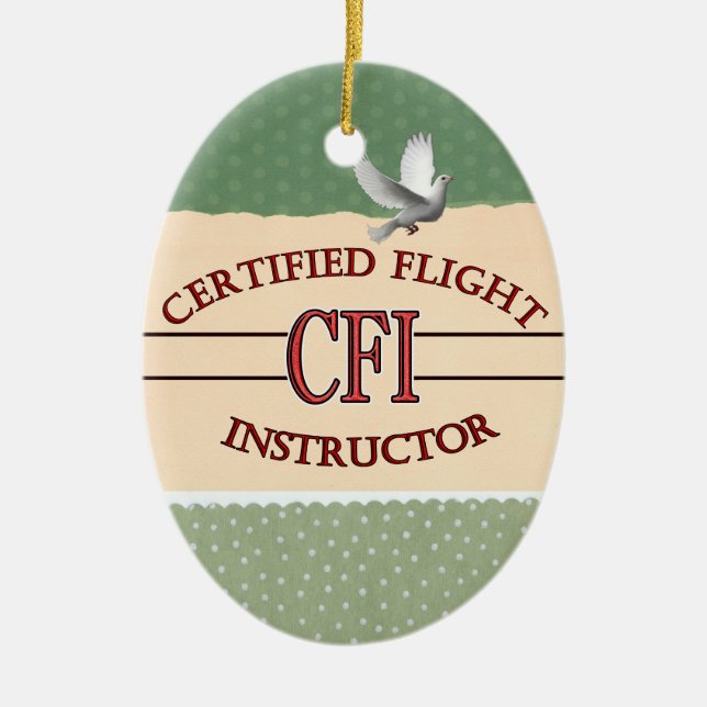 CFI LOGO RED CERTIFIED FLIGHT INSTRUCTOR CERAMIC ORNAMENT (Front)