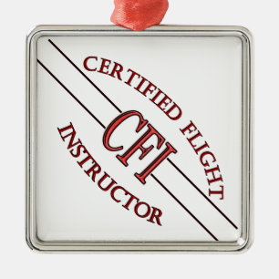 CFI LOGO RED CERTIFIED FLIGHT INSTRUCTOR METAL ORNAMENT