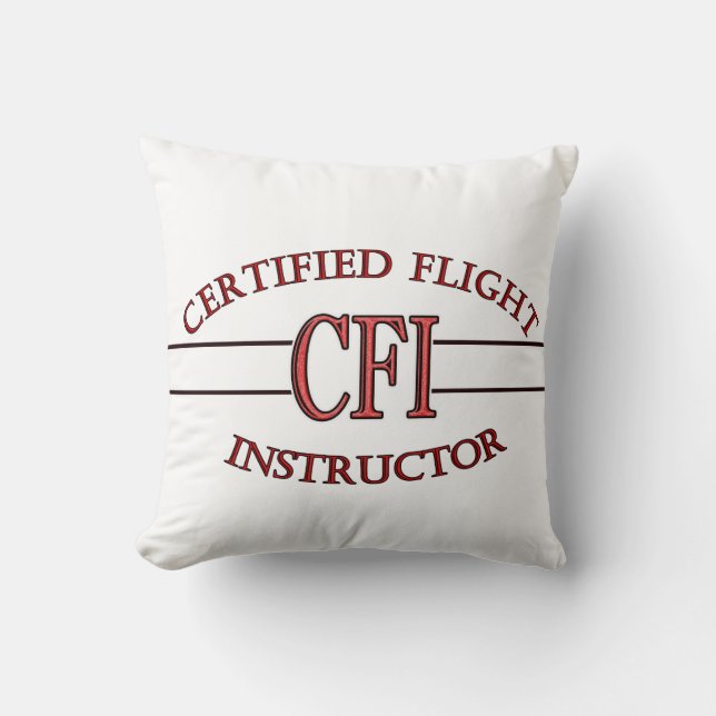 CFI LOGO RED CERTIFIED FLIGHT INSTRUCTOR THROW PILLOW (Front)