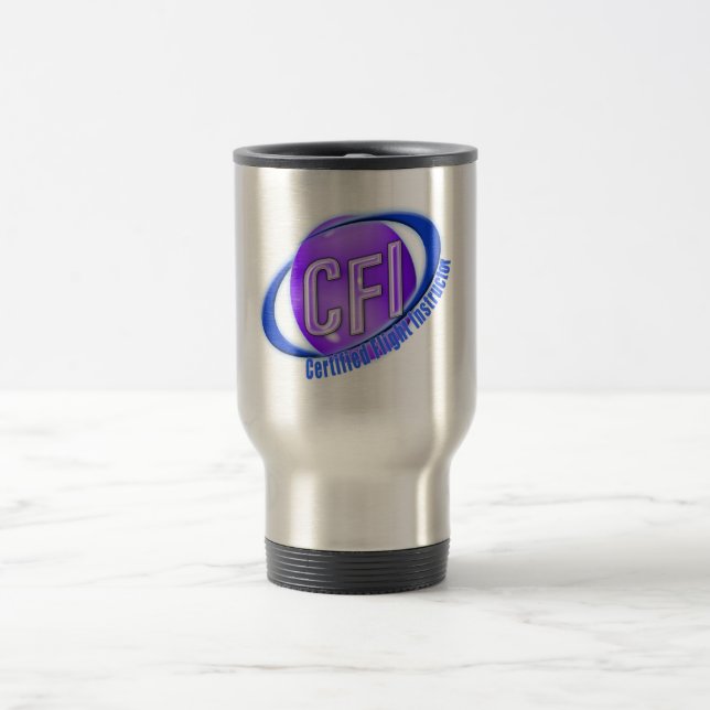 CFI ORB SWOOSH LOGO CERTIFIED FLIGHT INSTRUCTOR TRAVEL MUG (Center)
