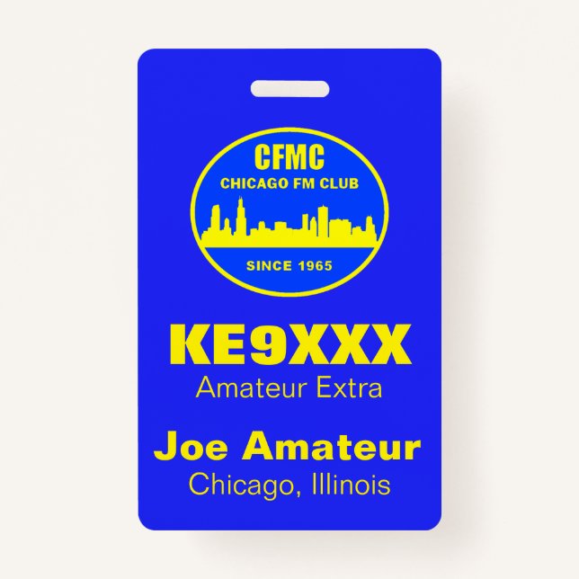 CFMC Vertical Call Sign & Name Badge (Front)