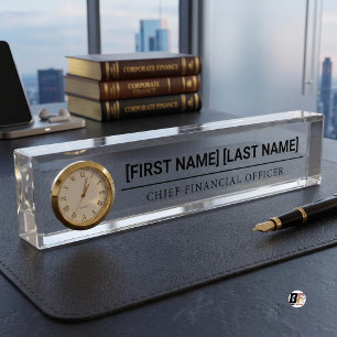 CFO Title Professional Typography Clear Gold Nameplate
