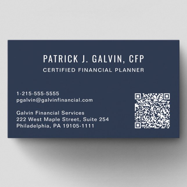 CFP Certified Financial Planner QR Code Blue Business Card (CFP Certified Financial Planner QR Code Blue Business Card)