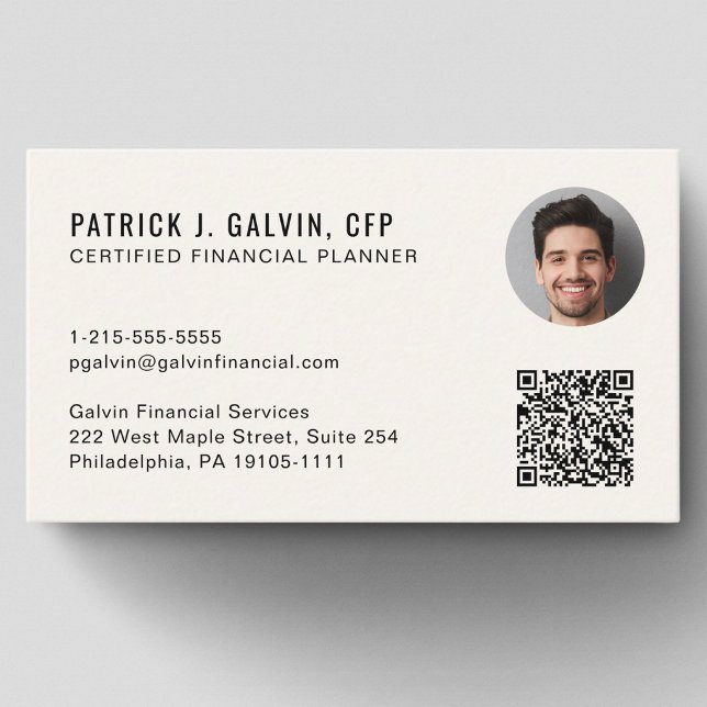 CFP Certified Financial Planner QR Code Photo Business Card (CFP Certified Financial Planner QR Code Photo Business Card)