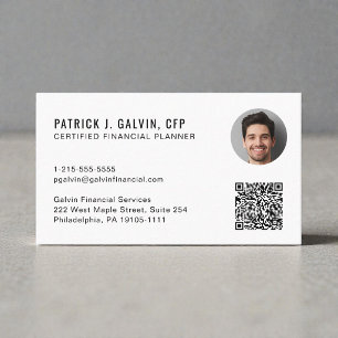 CFP Certified Financial Planner QR Code Photo Business Card