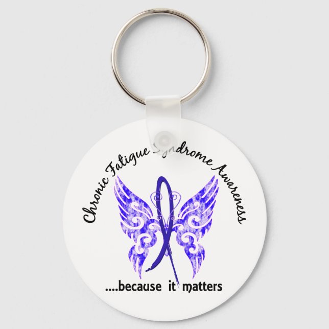 CFS Chronic Fatigue Syndrome Butterfly Keychain (Front)