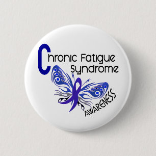 CFS Chronic Fatigue Syndrome Tattoo Butterfly 2 Inch Round Button