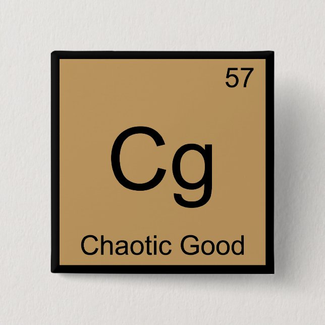 Cg - Chaotic Good Funny Chemistry Element Symbol T 2 Inch Square Button (Front)