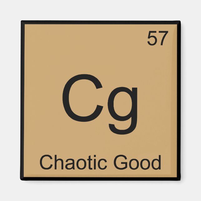 Cg - Chaotic Good Funny Chemistry Element Symbol T Magnet (Front)