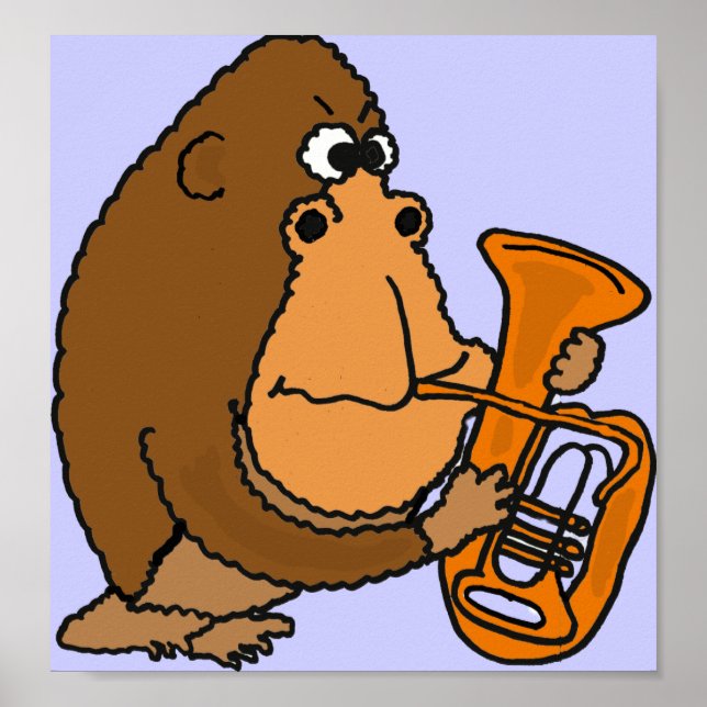 CG- Funny Gorilla Playing the Tuba Poster (Front)