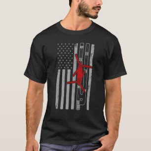 CH47 Chinook Military Helicopter American Flag Run T-Shirt