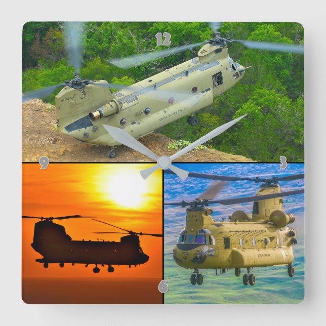 CH-47F CHINOOK SQUARE WALL CLOCK (Front)