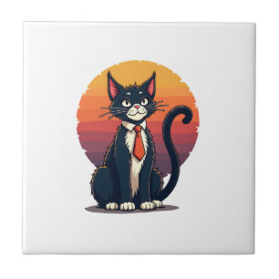 Ch Ch Ch Meow Meow Scary Halloween Costume Cat T-S Tile