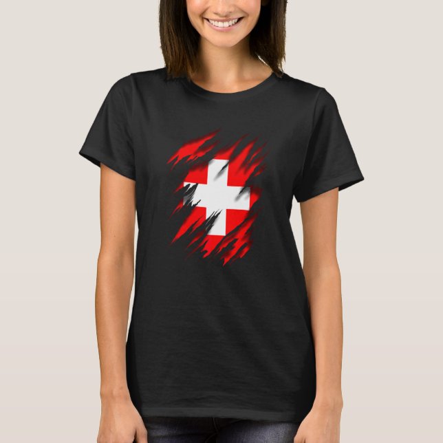 Ch Che Swi Swiss Flag Switzerland T-Shirt (Front)