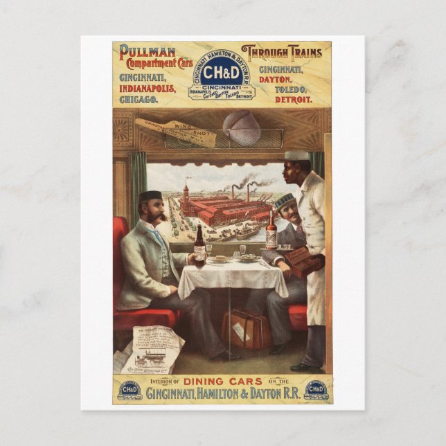 CH&D Pullman dining car 1894 Postcard (Front)