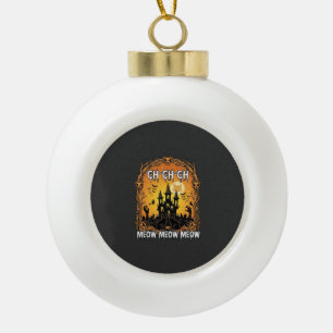 Ch Meow Halloween Haunted Castle_1 Ceramic Ball Christmas Ornament