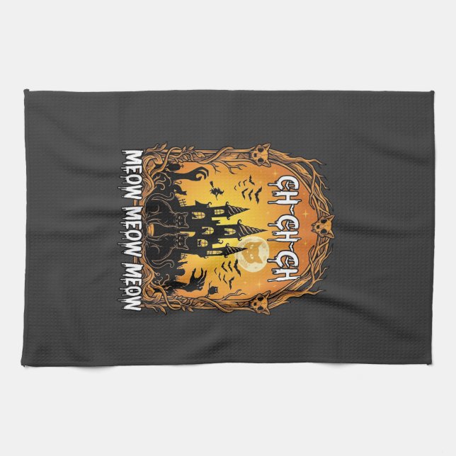 Ch Meow Halloween Haunted Castle_1 Kitchen Towel (Horizontal)