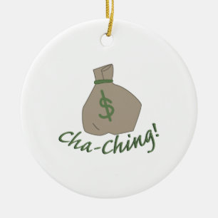 Cha-ching Bag Ceramic Ornament