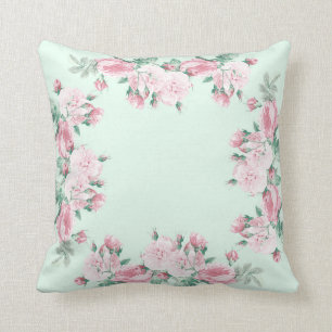 Chabby rose coussin rose et menthe