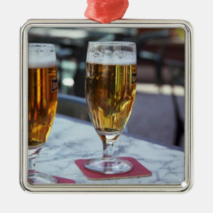 Chablis; two cool beers at 42 degrees hot summer metal ornament