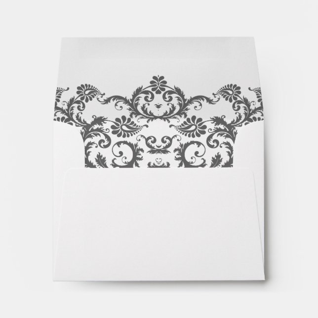 Chacoal Grey Damask Wedding Envelopes (Back (Bottom))