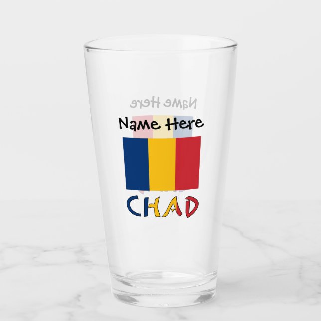 Chad and Chadian Flag Personalized  Glass (Front)