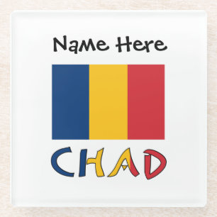 Chad and Chadian Flag Personalized Glass Coaster
