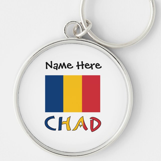 Chad and Chadian Flag Personalized  Keychain (Front)
