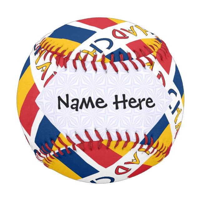 Chad and Chadian Flag Tiled Personalized  Baseball (Front)