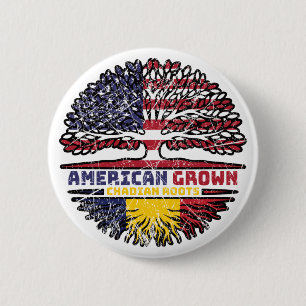 Chad Chadian American USA Tree Roots Flag 2 Inch Round Button