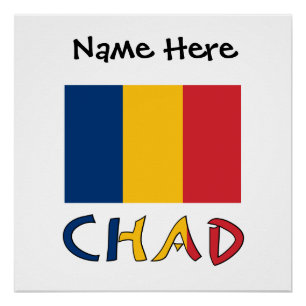 Chad Chadian Flag Black Personalization Poster