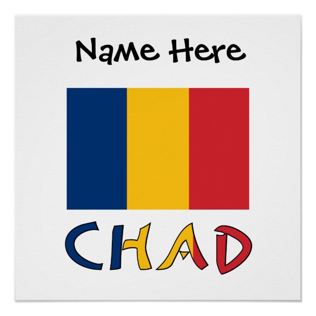 Chad Chadian Flag Black Personalization  Poster (Front)