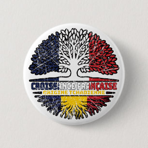 Chad Chadian  French France Tree Roots Flag 2 Inch Round Button