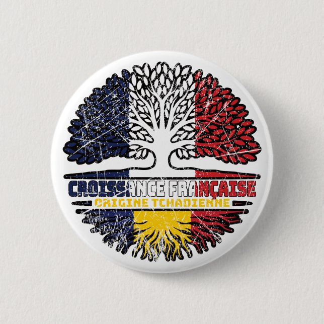 Chad Chadian  French France Tree Roots Flag 2 Inch Round Button (Front)