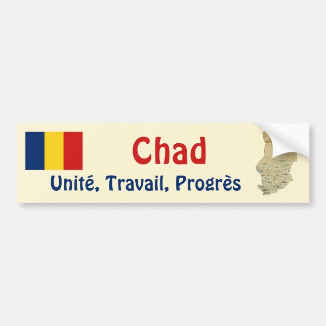 Chad Flag + Map Bumper Sticker (Front)