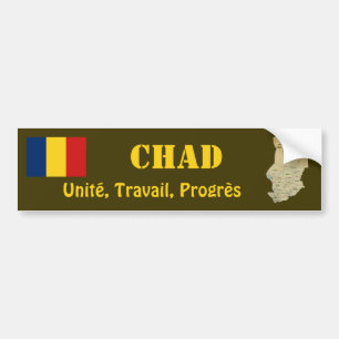 Chad Flag + Map Bumper Sticker