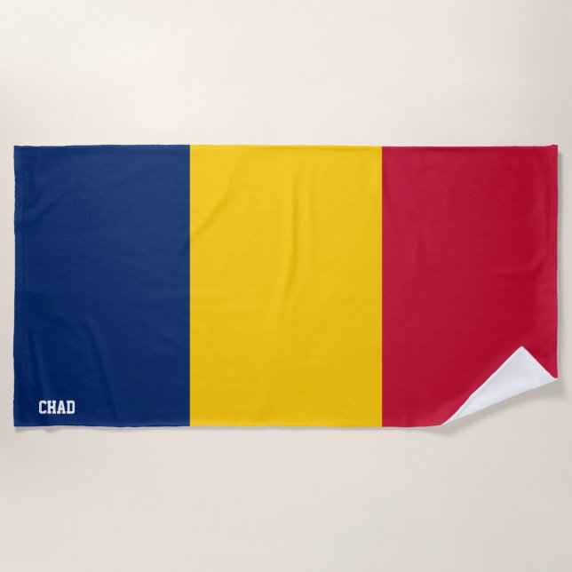 Chad Flag Splendid Patriotic Beach Towel (Front)
