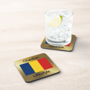 Chad Flag+Text Coaster