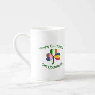 Chad Ireland USA Shamrock Flag Personalized Bone China Mug