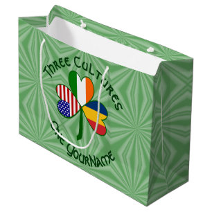 Chad Ireland USA Shamrock Flag Personalized Large Gift Bag