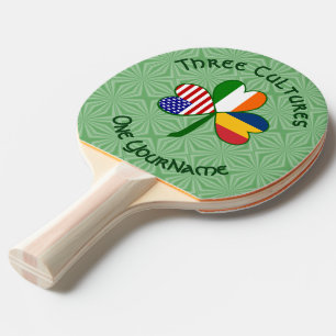 Chad Ireland USA Shamrock Flag Personalized Ping Pong Paddle