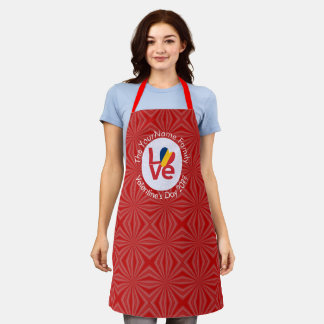 Chad Red LOVE Flag Personalized  Apron